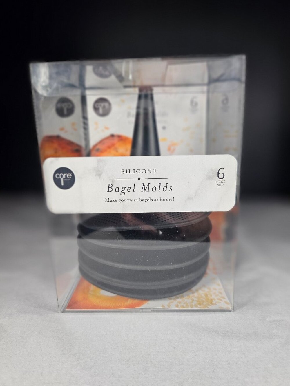 Core Silicone Bagel Molds 6 Piece Set Black NIB
